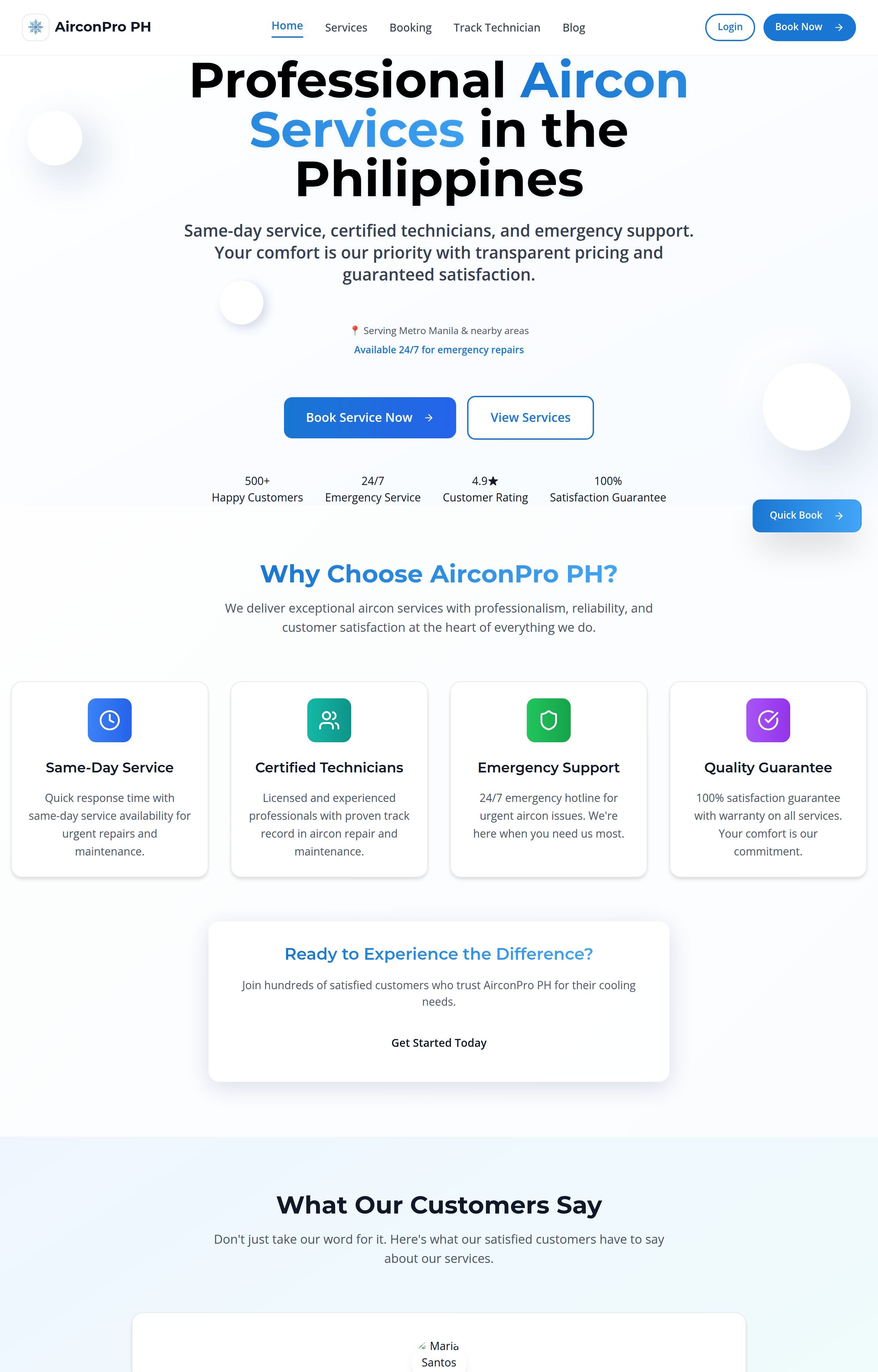 AirconPro PH Vista — Website project by John Cedrick de las Alas