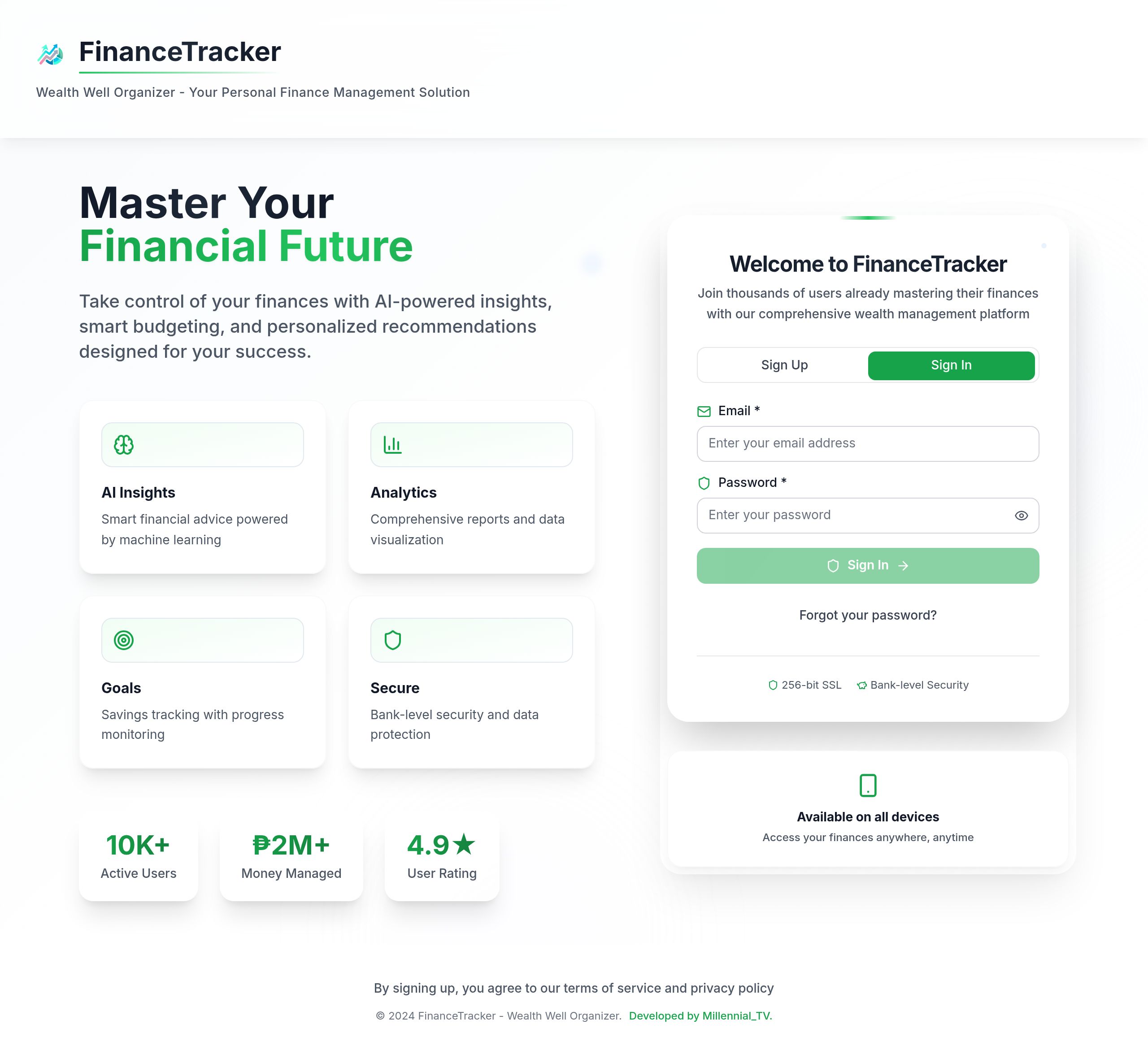 Wealth Well Organizer — Dashboard project by John Cedrick de las Alas